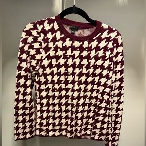 Ann Taylor Maroon and Cream Patterned Sweater